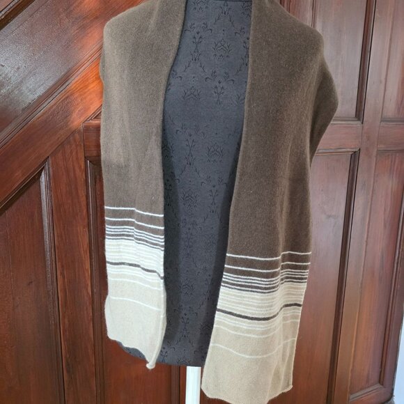 Nardi & Tagliaferri 60% Wool 20% Angora 20% Nylon Striped Scarf Brown & Beige - Picture 2 of 4